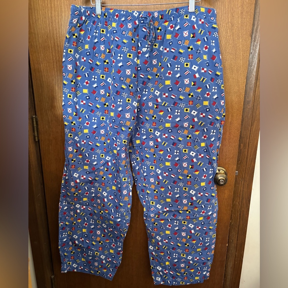 Saddlebred Blue Cotton Nautical Flag Pajamas Sleepwear Lounge Pants Mens XL